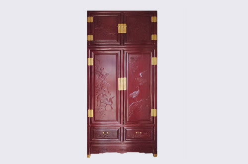 承德高端中式家居装修深红色纯实木衣柜